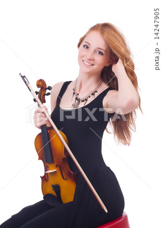 Woman with violin isolated on white Woman with violin isolated on white 14247905