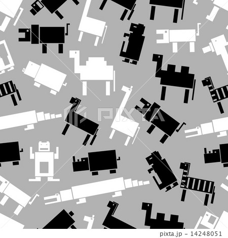 black and white digital retro animals pattern eps10 14248051