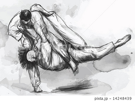 Judo - hand drawn illustration converted into vector Judo - hand drawn illustration converted into vector 14248439