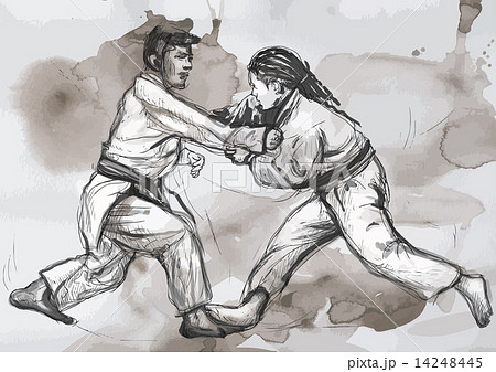 Judo - hand drawn illustration converted into vector 14248445