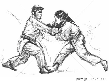 Judo - hand drawn illustration converted into vector 14248446