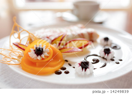 Pancakes with cherry jam 14249839