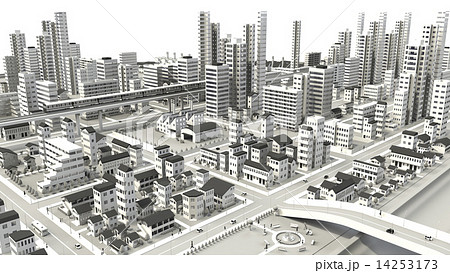 市街地の鳥瞰図の3d Cgのイラスト素材