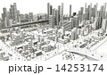 市街地の鳥瞰図の線画 14253174