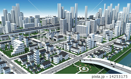 市街地の鳥瞰図の3d Cgのイラスト素材
