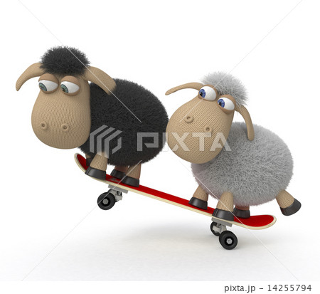3d sheep on a skateboard 14255794
