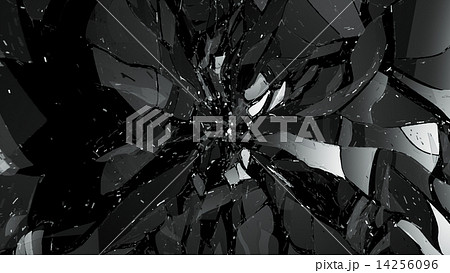 Shattered glass on black with motion blur 14256096