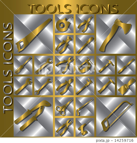 gold tools icons in silver gold tools icons in silver 14259716