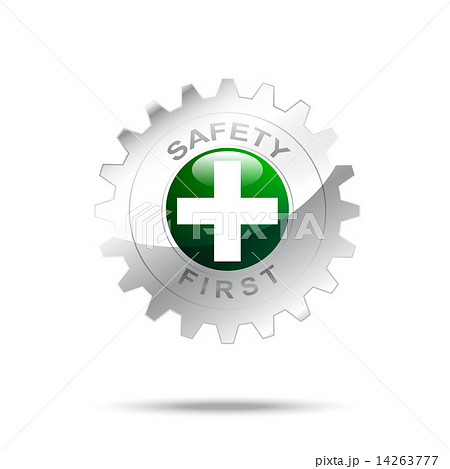 Safety first symbol on gear icon Safety first symbol on gear icon 14263777