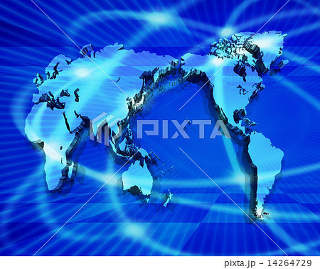 青い世界地図のインターネット網 14264729