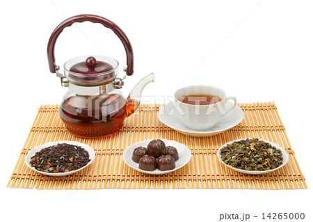tea, teapot and cup isolated on white background 14265000