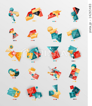 Set of glossy paper style geometric abstract infographics 14265483