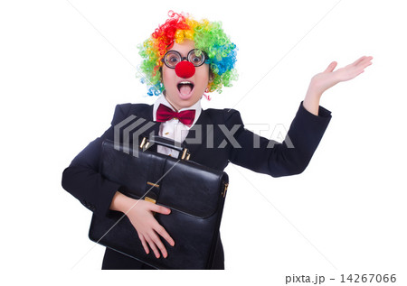 Woman clown businesswoman isolated on white Woman clown businesswoman isolated on white 14267066