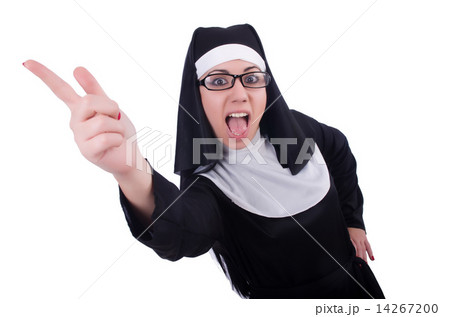 Funny nun isolated on the white 14267200