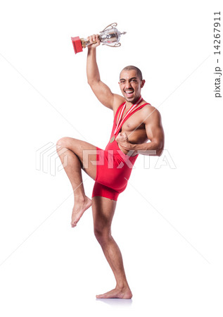 Young wrestler isolated on the white Young wrestler isolated on the white 14267911