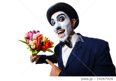 Man with flowers isolated on the white Man with flowers isolated on the white 14267926