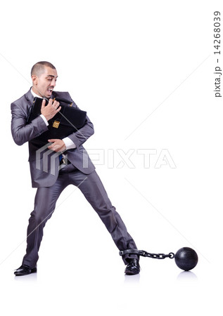 Businessman with shackles on white 14268039