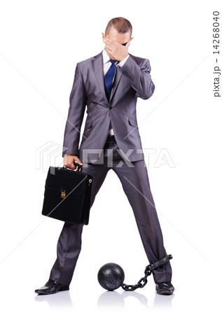 Businessman with shackles on white 14268040