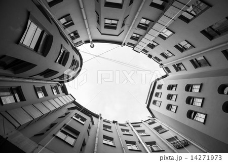 Inner courtyard interior of old house in St. Petersburg 14271973