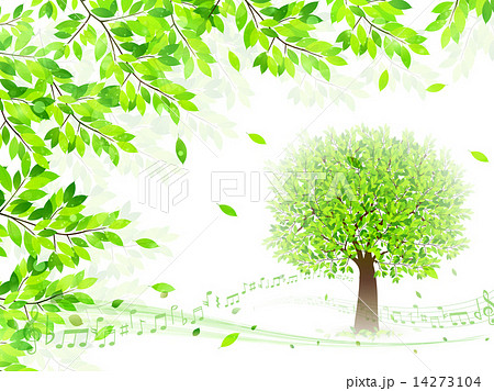 葉 音符 背景のイラスト素材