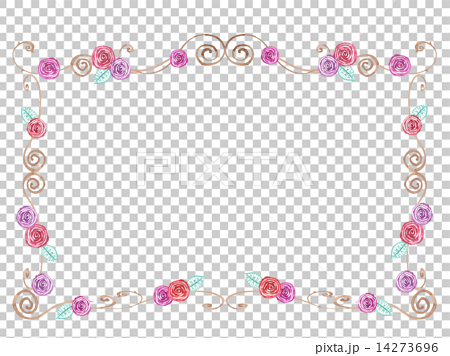 蔓 フレーム 額 ツル ツタ バラ 花柄 ロマンティック 花 フローラル 蔦 葉 植物 枠 飾 のイラスト素材