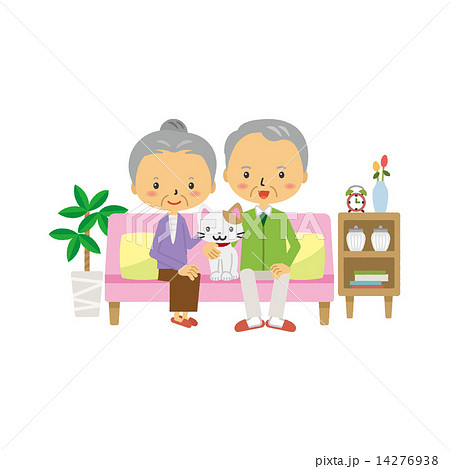 シニア　夫婦　ソファ　長椅子 14276938