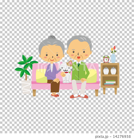 シニア　夫婦　ソファ　長椅子 14276938
