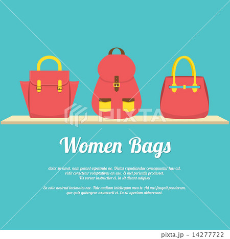 Colorful Women Handbags Display On Shelf Colorful Women Handbags Display On Shelf 14277722