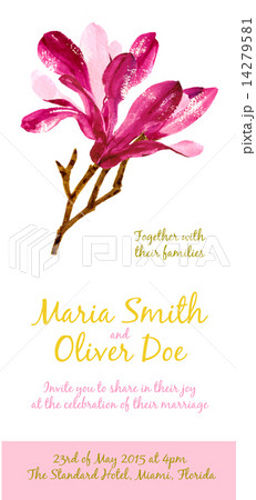 Vector background with red watercolor magnolia 14279581