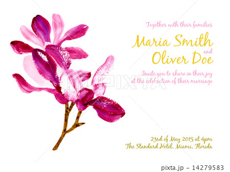 Vector background with red watercolor magnolia 14279583