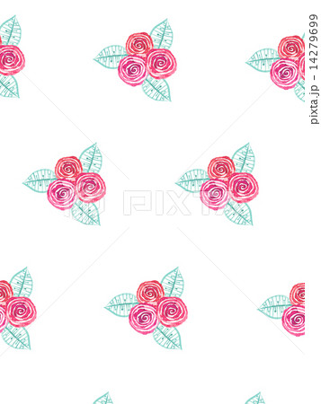 薔薇 バラ 花 花模様 柄 花柄 ブーケ 植物 イラスト 赤色 かわいい ピンク 葉 ウエディ のイラスト素材