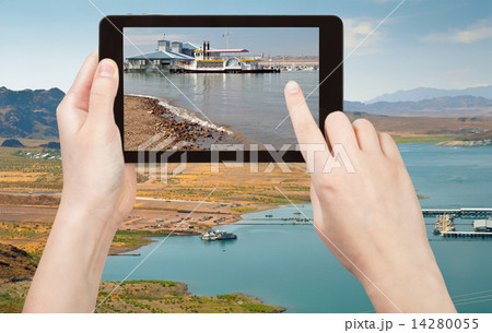 tourist taking photo recreation area on Lake Mead tourist taking photo recreation area on Lake Mead 14280055