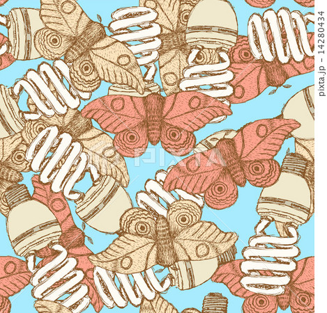 Sketch lamps and moths in vintage style Sketch lamps and moths in vintage style 14280434