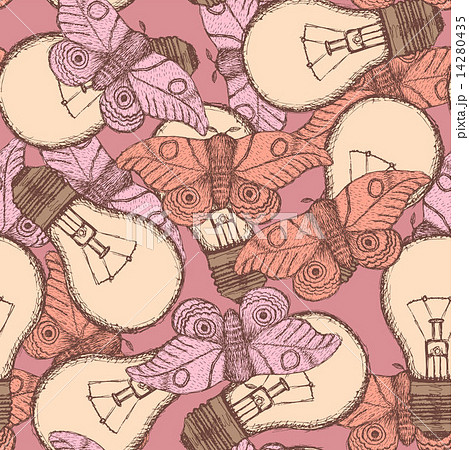 Sketch lamps and moths in vintage style 14280435