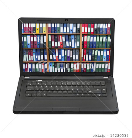 Laptop with folders on screen, concept 14280555
