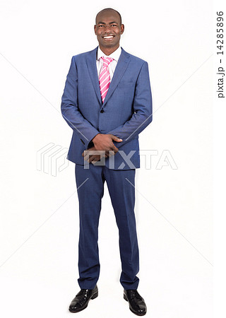 Black businessman wearing suit and tie smiling 14285896