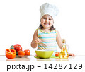 toddler girl preparing healthy food in the kitchen 14287129