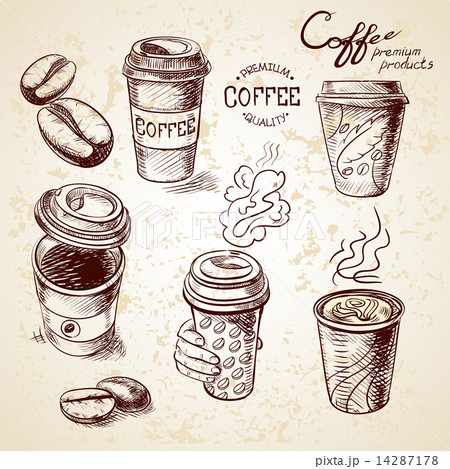 Hand Drawn Doodle Sketch Vintage Paper Cup Of のイラスト素材