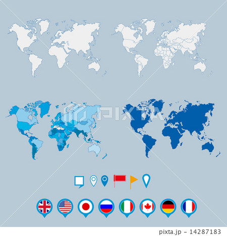 Political world map and geo tag pin pointers marker vector illustration 14287183