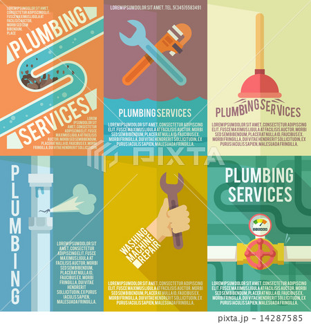 Plumbing icons composition poster 14287585