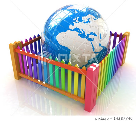 Web protection concept. Earth closed colorfull fence 14287746
