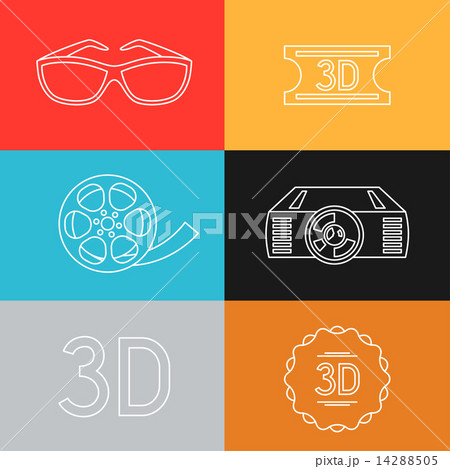 Set of movie design elements and cinema icons 14288505