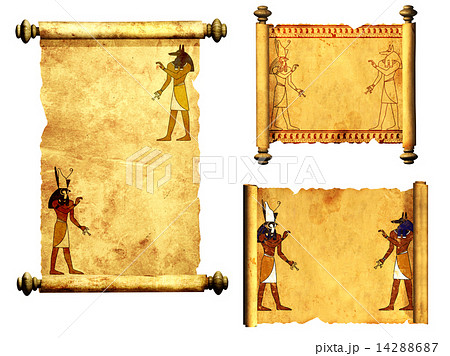 Set of scrolls with Egyptian gods images - Anubis and Horus 14288687
