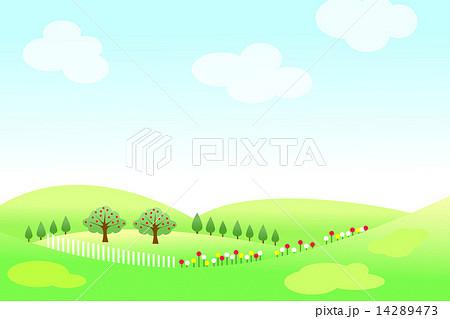 明るい野山 美しい自然のイラスト素材