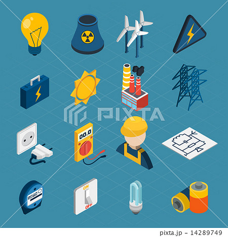 Electricity Isometric Icons 14289749