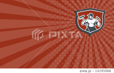 Business card Carpenter Painter Hold Hammer Paint Roller 14295066