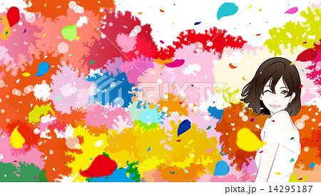 女性 花吹雪 ウインク 女性 花吹雪 ウインク 14295187