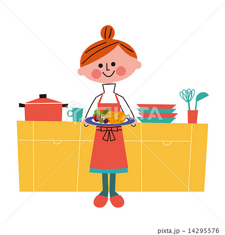 キッチン 女性のイラスト素材