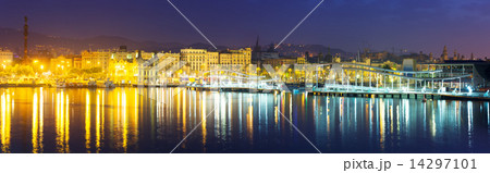 Barcelona cityspace from Port Vell in night 14297101