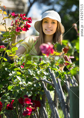 Female florist in the garden Female florist in the garden 14297515